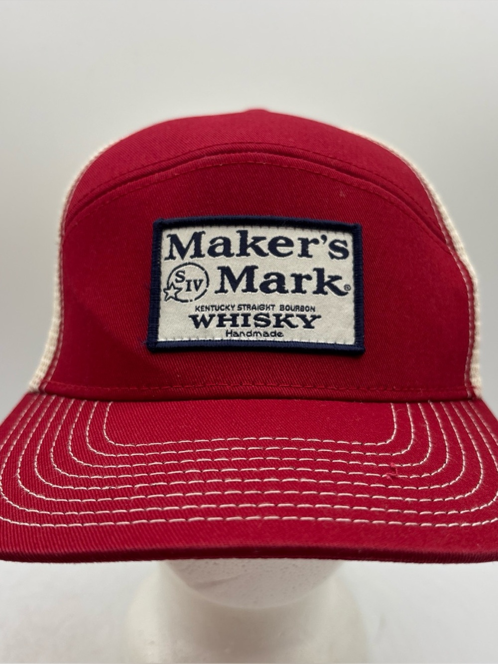 B Corp Maker’s Mark Label Patch Red/White Trapper Mesh Back SnapBack Hat OSFM